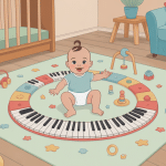 bébé jouant sur un tapis musical bébé sécurisé et coloré