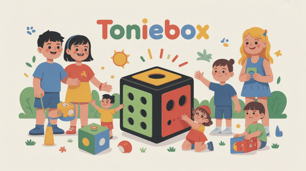 Illustration famille autour tonieboxes