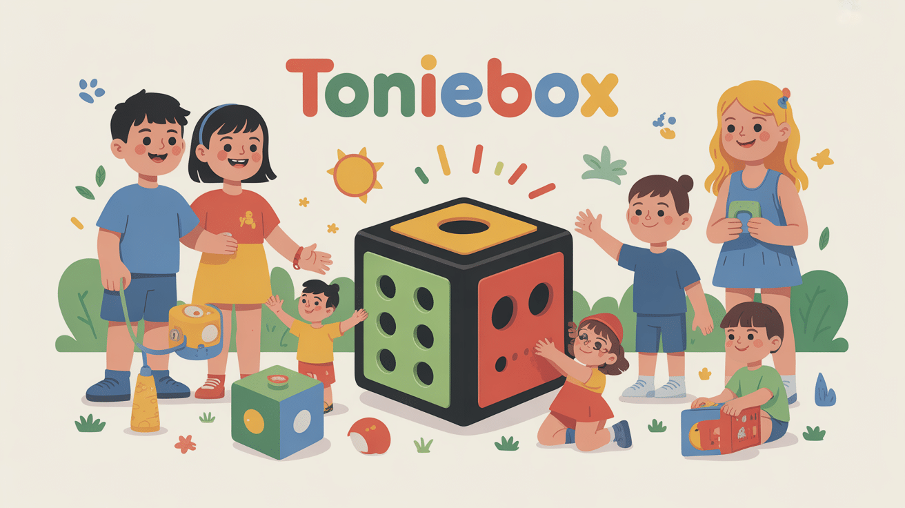 Illustration famille autour tonieboxes