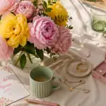 table fete des meres 2025 pivoines cadeau