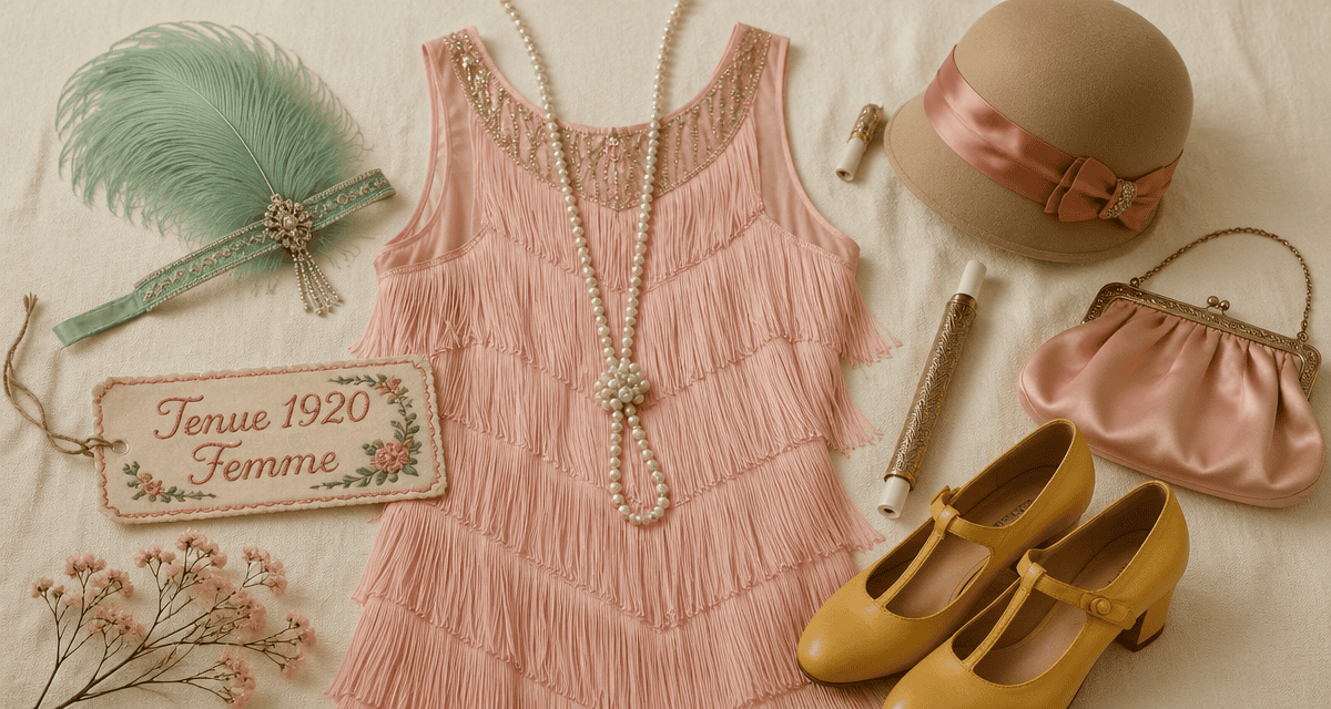 tenue 1920 femme robe Charleston accessoires