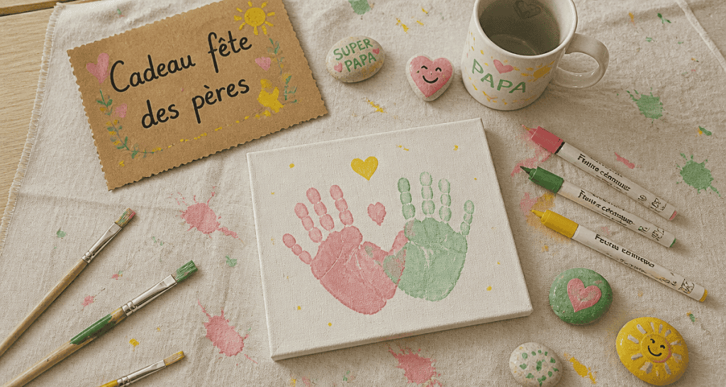 cadeau fête des pères à fabriquer 2 ans empreintes coeur