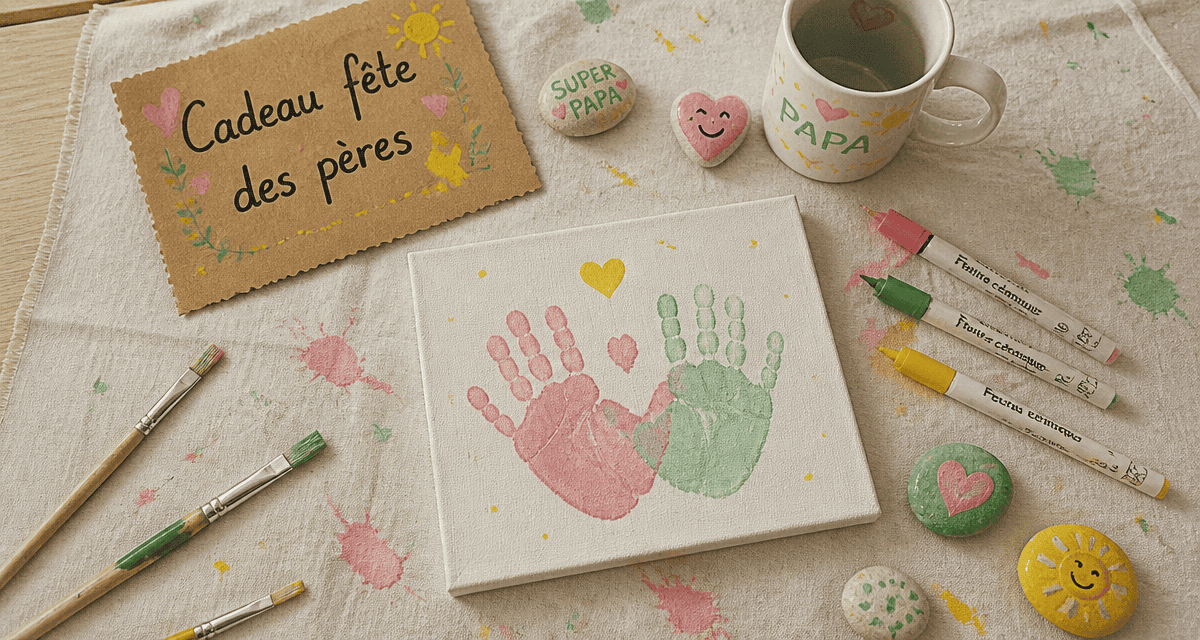 cadeau fête des pères à fabriquer 2 ans empreintes coeur