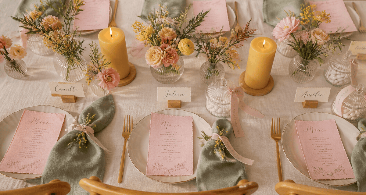 decos de mariage table pastel ivoire
