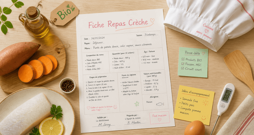 fiche technique repas en creche sur plan de travail