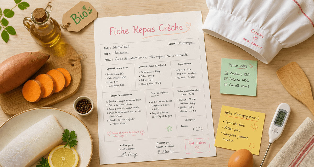 fiche technique repas en creche sur plan de travail