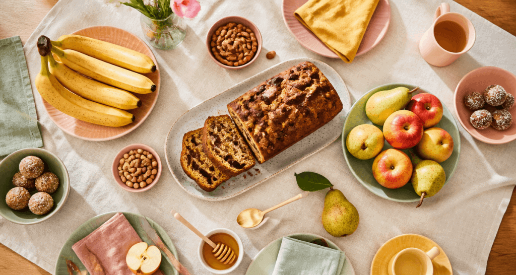 Gouter healthy cake banane chocolat et fruits