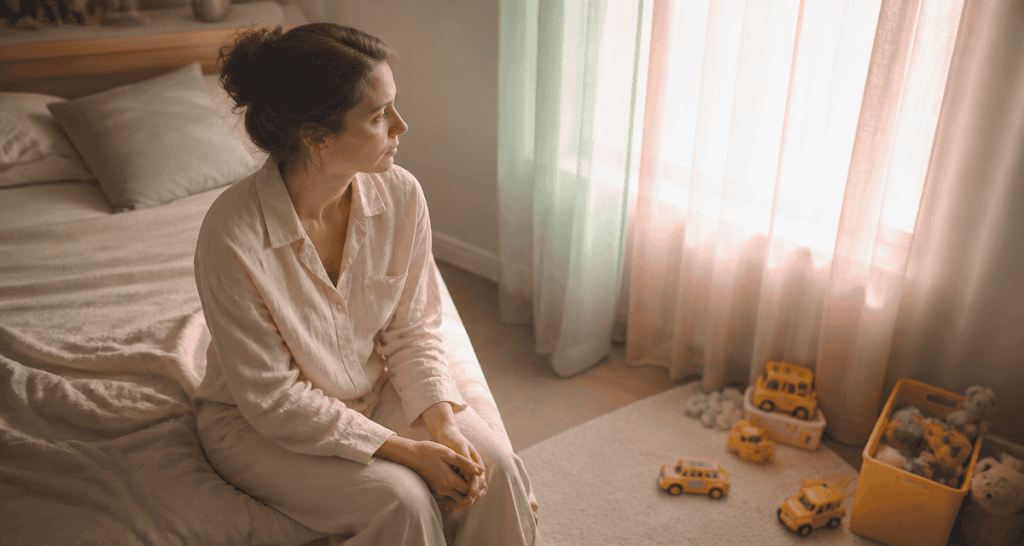 je ne supporte plus ma vie de maman, mère épuisée regardant par la fenêtre