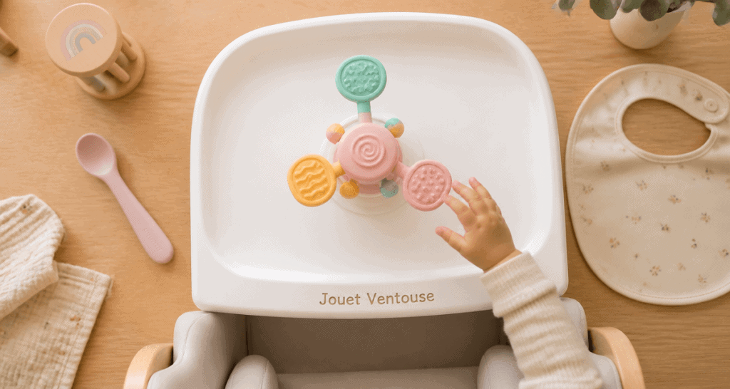 jouet ventouse bebe fixe sur chaise haute