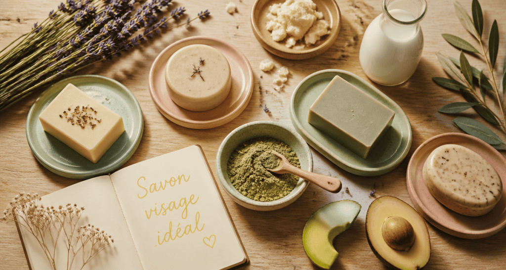 meilleur savon pour visage artisanal sur table