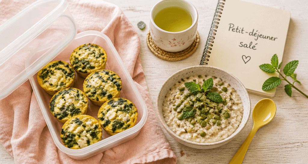 petit dejeuner sale a preparer la veille muffins et porridge salé