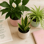 Plantes d'intérieur depolluante en pot vue du dessus