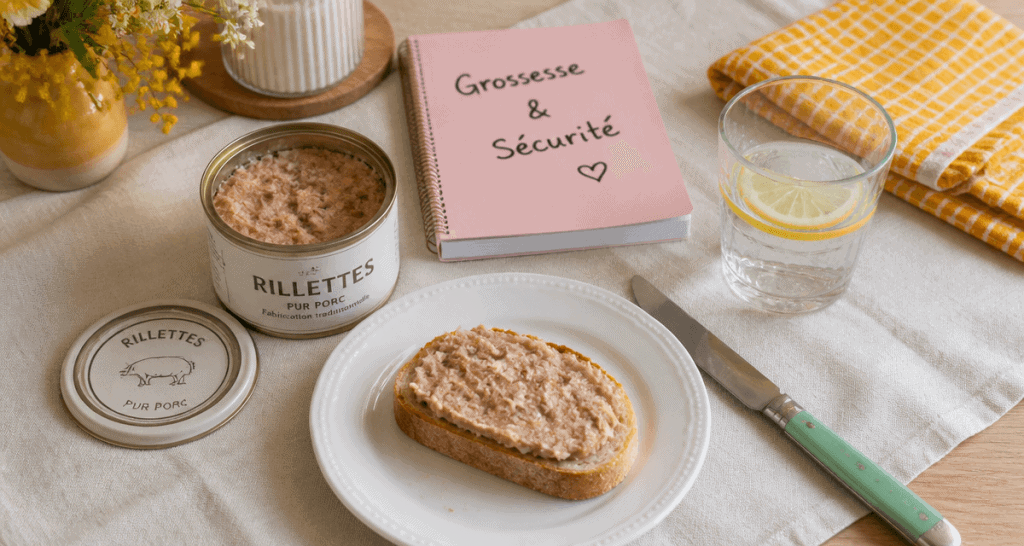 Rillette industrielle et grossesse sur table familiale