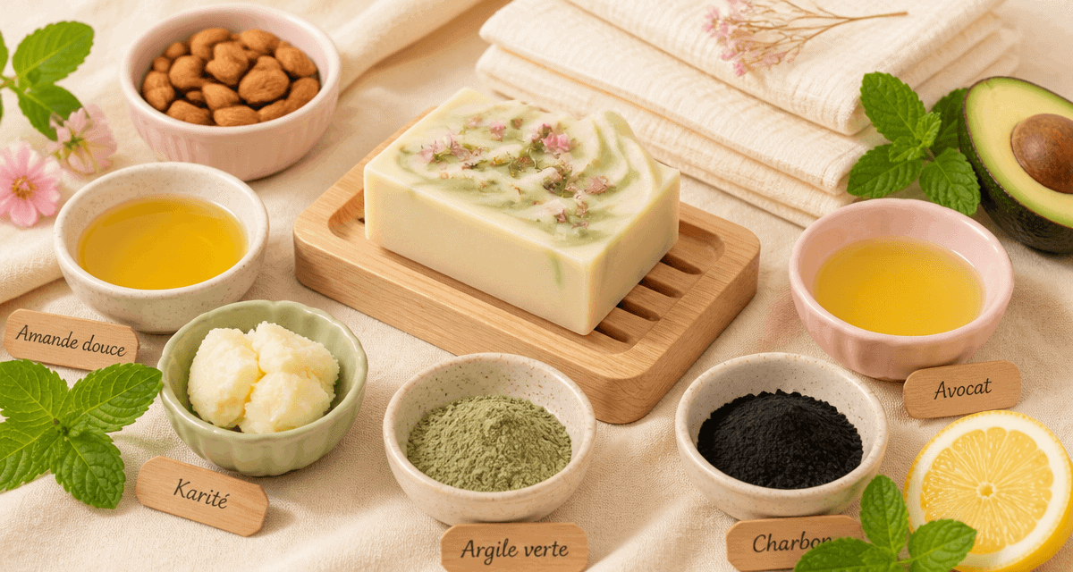 Savon nettoyage visage solide avec huiles et poudres naturelles