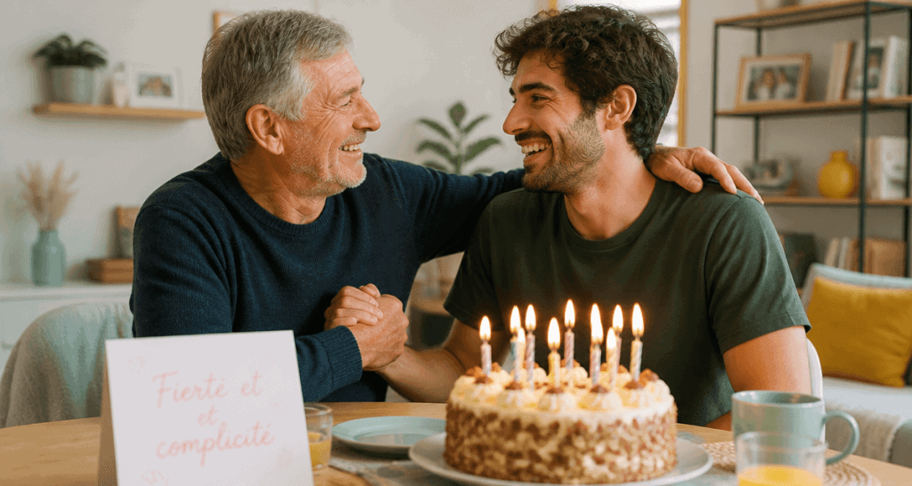 texte anniversaire pour un fils adulte père et fils autour d'un gâteau