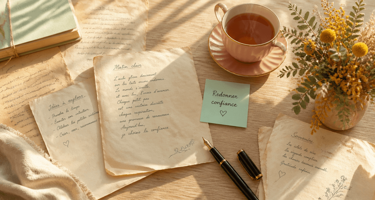 texte pour redonner confiance à quelqu un sur table avec thé et fleurs