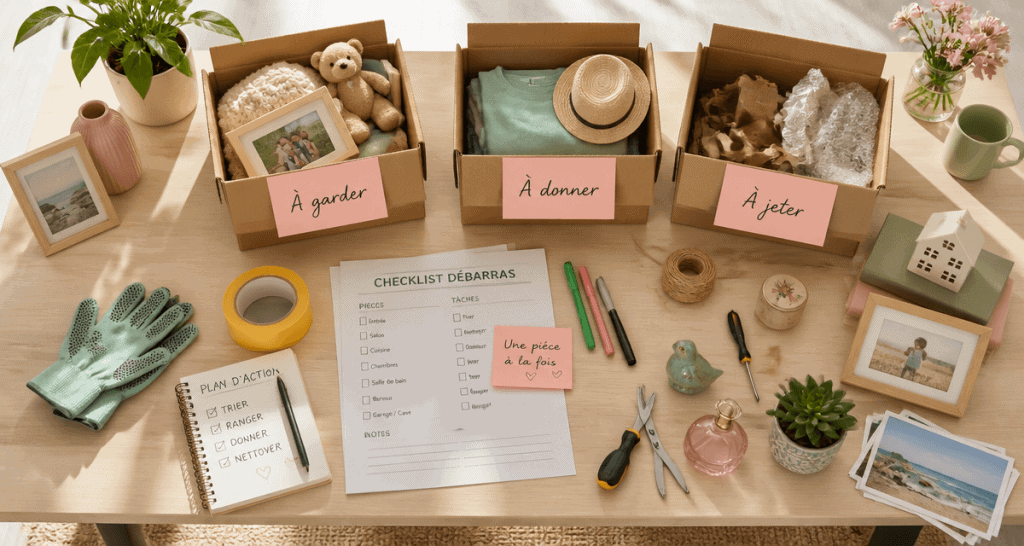 Vider une maison par où commencer table tri objets