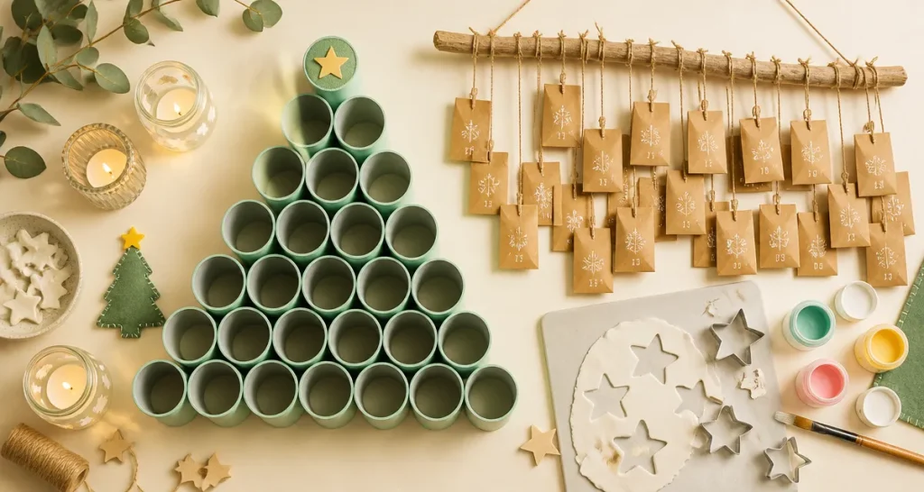 Activité manuelle Noël : rouleaux papier toilette, pâte à sel et photophores pour décorer l’intérieur
