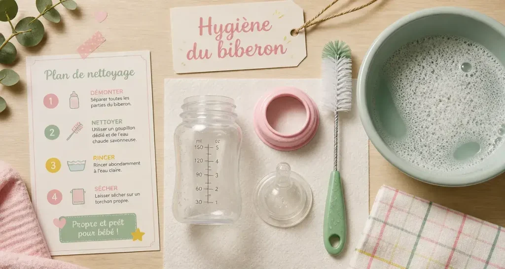 Conséquence biberon mal lave : biberon nettoyé