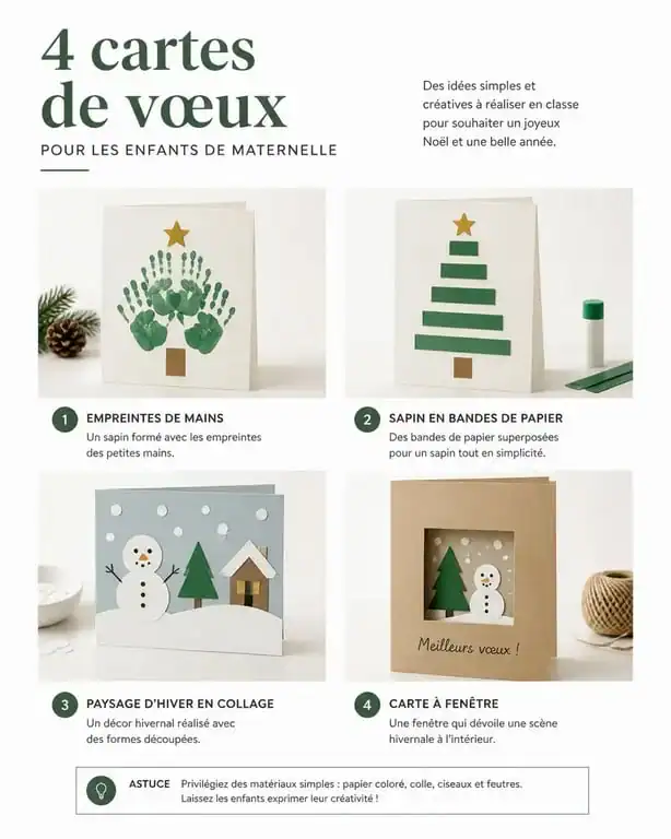 Exemples de cartes de vœux maternelle : modèles créatifs pour enfants