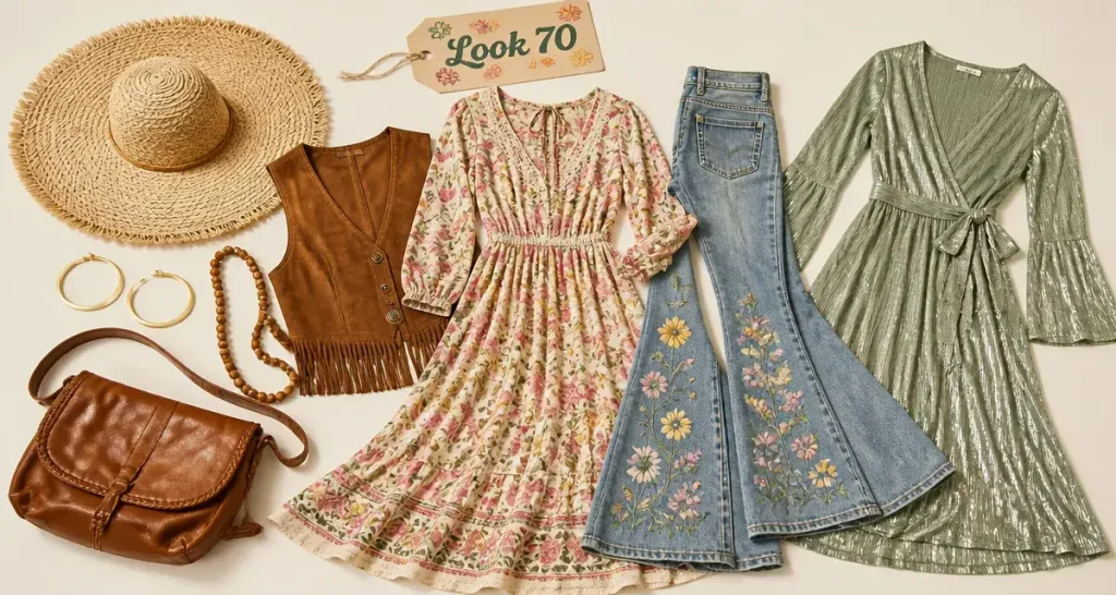 Femme année 70 : look seventies rebelle, vêtements et accessoires