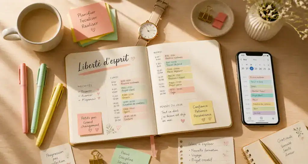 organisation quotidienne agenda et bureau organisé
