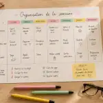 organisation semaine bureau avec semainier et outils