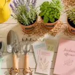 Outils de jardinier facile sur table en bois