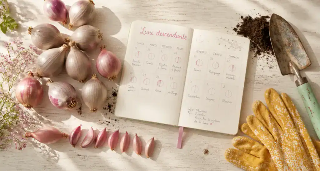 quand planter les échalotes avec la lune, bulbes, calendrier lunaire et outils