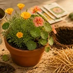 Que planter en juillet août fleurs : pavot de Californie et capucines, jardin résistant