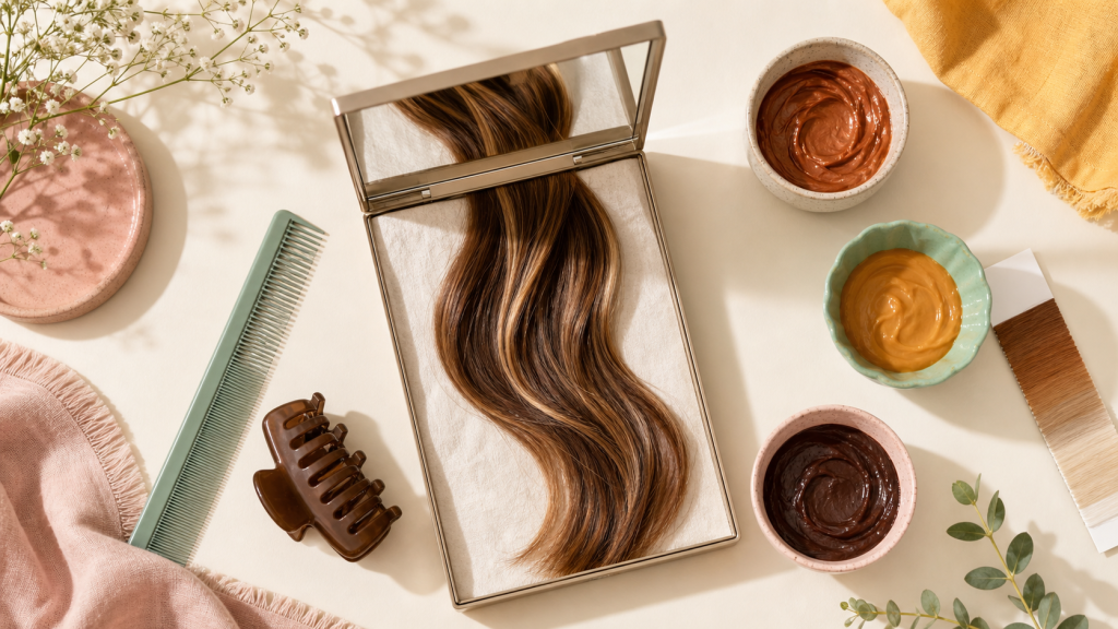 Quelle balayage pour cheveux chatain : reflets miel, caramel et doré sur mèche châtain