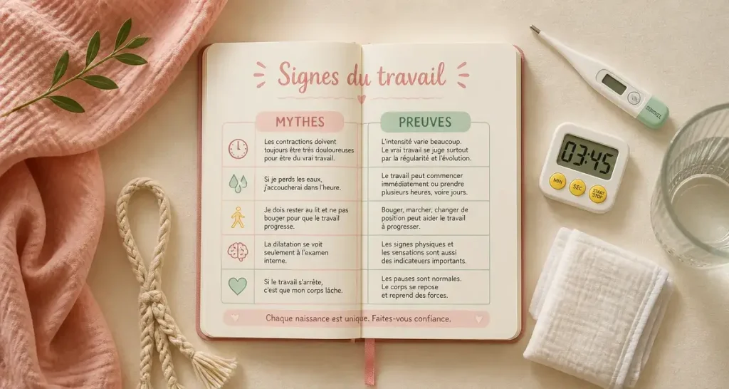 Truc de grand-mère pour savoir quand on va accoucher : carnet signes du travail et minutage