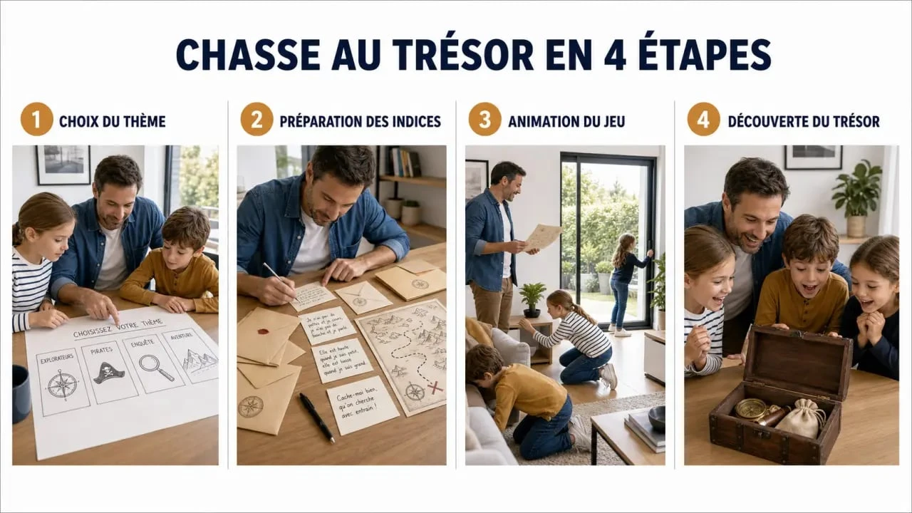 Chasse au trésor enfant : étapes simples pour organiser un jeu à la maison ou au jardin