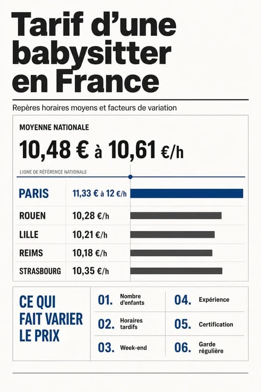 Combien payer babysitter : infographie des tarifs horaires moyens en France et des facteurs qui font varier le prix