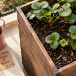 Plantation fraisier en hauteur : fraisiers en jardinière sur balcon