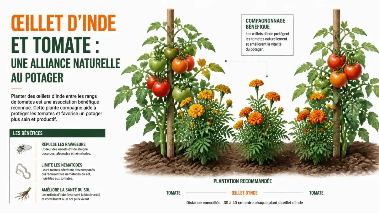 Compagnonnage au potager : œillet d'Inde et tomates pour une protection naturelle
