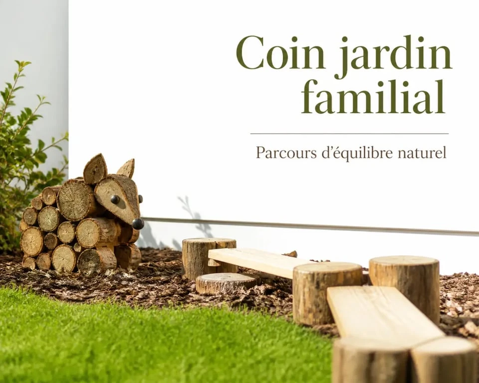 Que faire avec des rondins de bois dans le jardin : animal décoratif et petit parcours d'équilibre