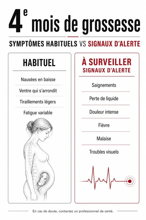 4eme mois grossesse : symptômes normaux et signaux d’alerte à surveiller
