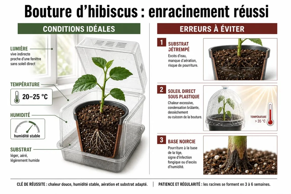 Bouture hibiscus exterieur : bonnes conditions d’enracinement et erreurs à éviter
