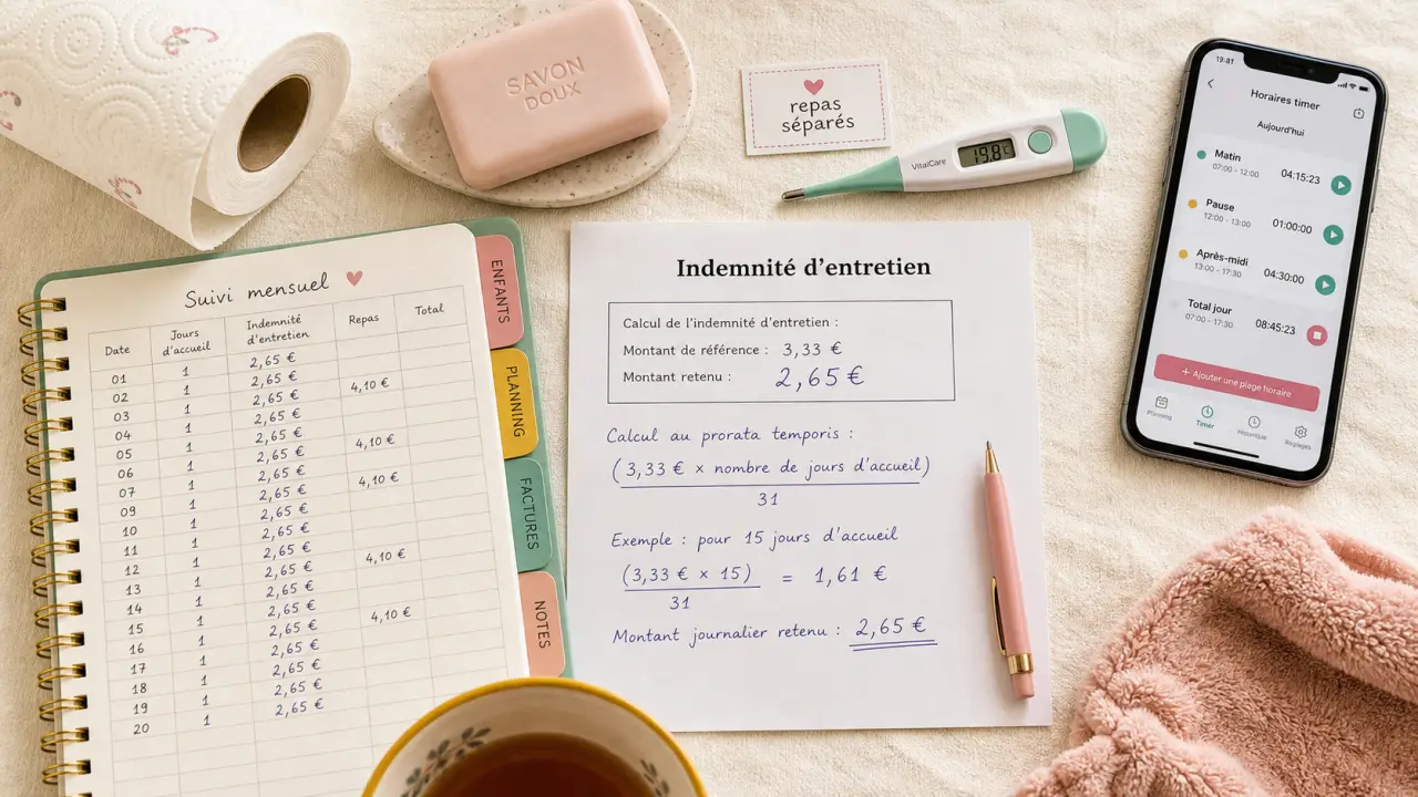 Calcul indemnité entretien assistante maternelle sans litige