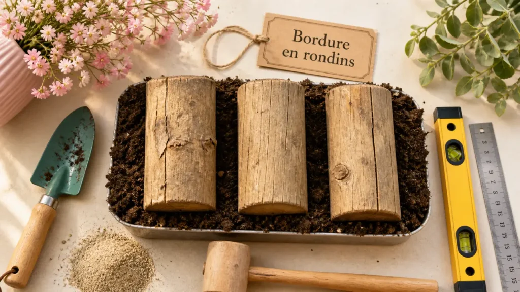 Rondins de bois au jardin : bordures naturelles, bancs rustiques et erreurs à éviter