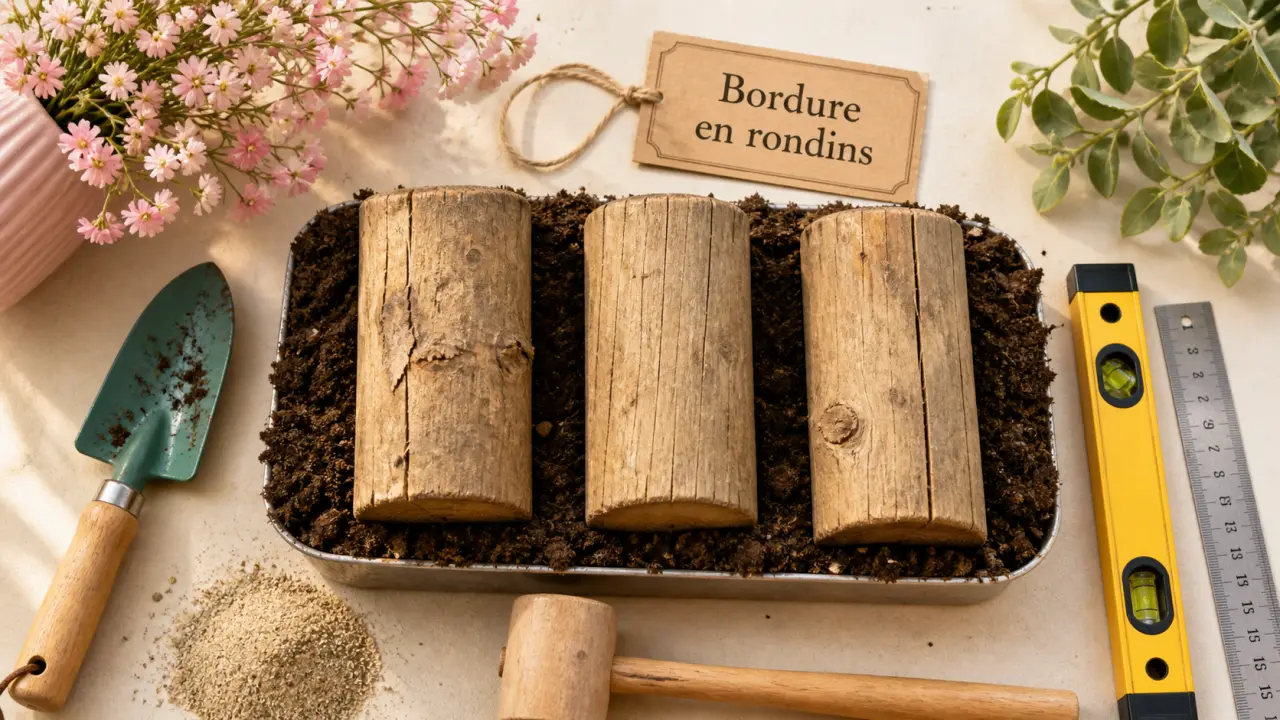 Que faire avec des rondins de bois dans le jardin : bordure naturelle en rondins
