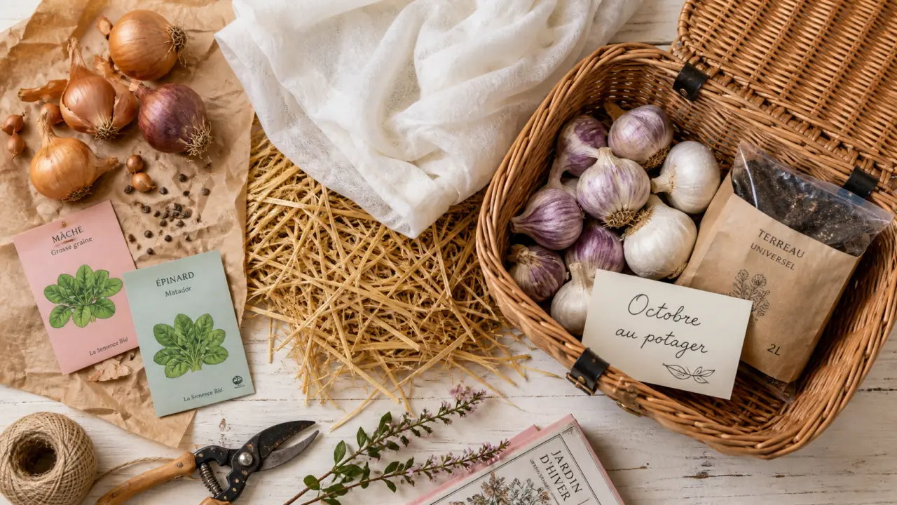 Que planter en octobre au potager : ail, mâche, fraisiers et protections avant les gelées