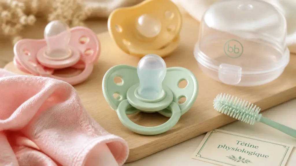 Tétine physiologique bébé : forme asymétrique, taille et matière, les trois repères à vérifier