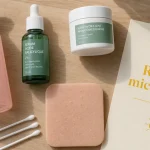 Traitement microkyste visage adulte : routine douce, gel nettoyant, sérum acide salicylique, crème non comédogène