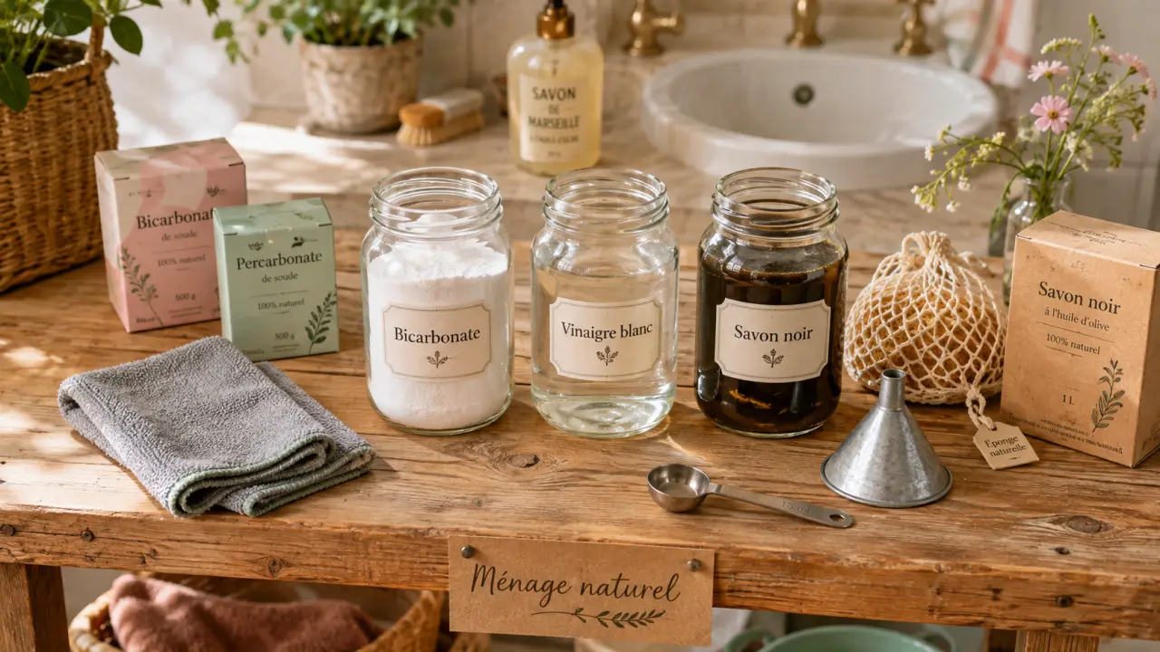 Mon ménage naturel com : bocaux bicarbonate, vinaigre blanc et savon noir