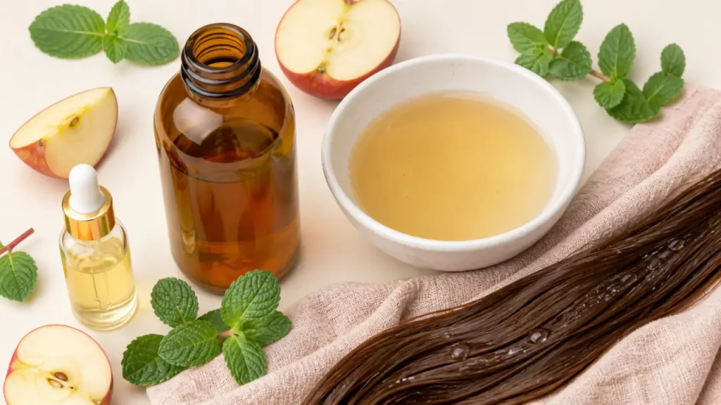 Vinaigre de cidre et cheveux : ce qu’il fait vraiment sur la brillance, le cuir chevelu et les frisottis