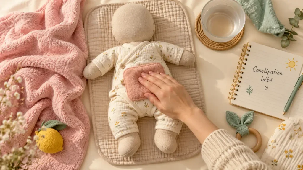 Bébé pousse sans faire caca : reconnaître la constipation et l’aider en douceur