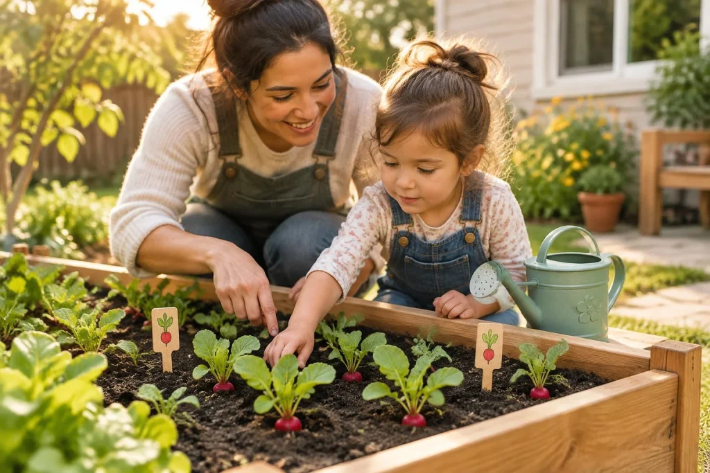 Potager pédagogique : des radis aux premières récoltes, un espace à hauteur d’enfant